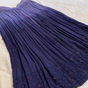 Long Blue Beaded Skirt by Basic Editions